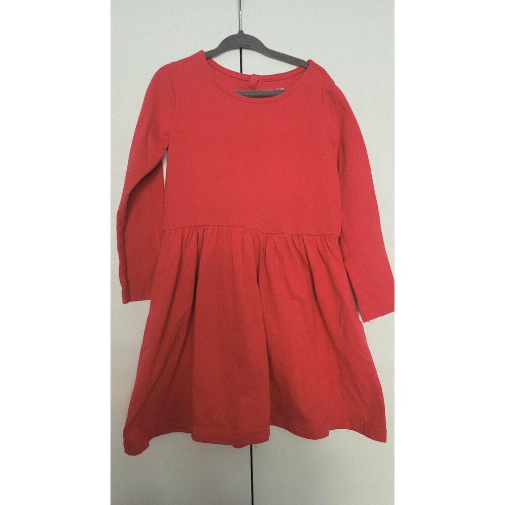 PRIMARY Kids Red Long Sleeve‎ Drop Waist Dress Size 4 5